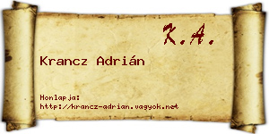 Krancz Adrián névjegykártya